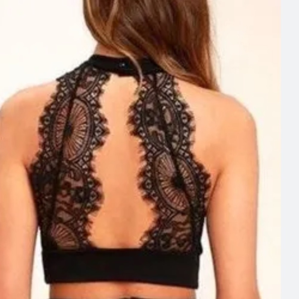 Lulu's Black Lace Halter Top